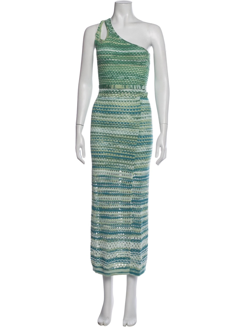 Jonathan Simkhai Justina Space Dye Maxi Knit One Shoulder Dress Large